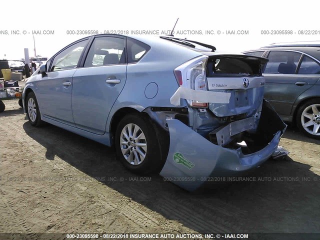 JTDKN3DP8C3017263 - 2012 TOYOTA PRIUS PLUG-IN  Light Blue photo 3