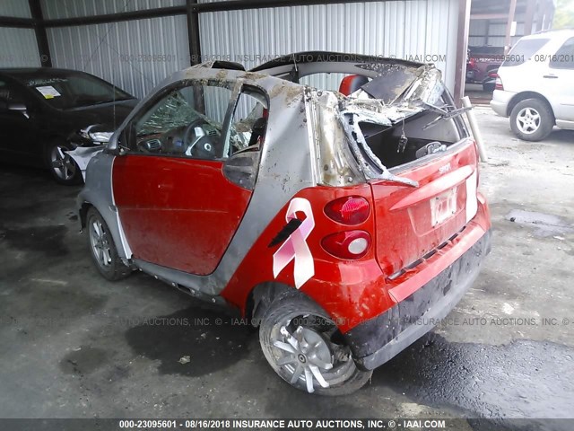 WMEEJ31X98K148651 - 2008 SMART FORTWO PURE/PASSION RED photo 3