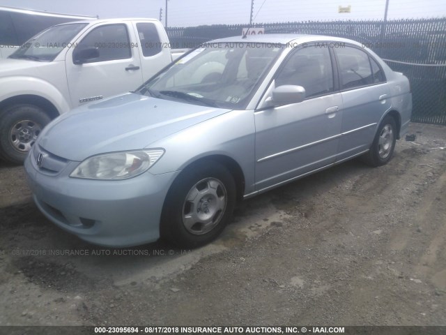 JHMES95604S005399 - 2004 HONDA CIVIC HYBRID BLUE photo 2