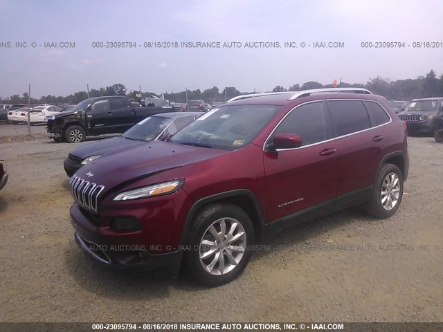 1C4PJMDB7GW210343 - 2016 JEEP CHEROKEE LIMITED RED photo 2