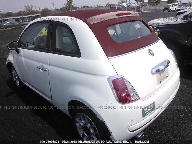 3C3CFFDR2DT574085 - 2013 FIAT 500 POP WHITE photo 3