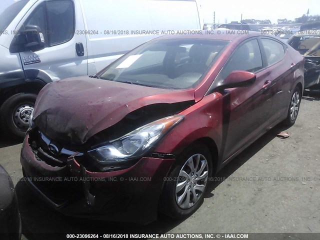 5NPDH4AE2DH225007 - 2013 HYUNDAI ELANTRA GLS/LIMITED RED photo 2