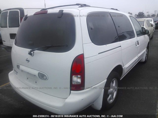 4N2ZN16T91D824389 - 2001 NISSAN QUEST SE WHITE photo 4