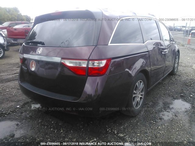 5FNRL5H67CB022474 - 2012 HONDA ODYSSEY EXL BURGUNDY photo 4