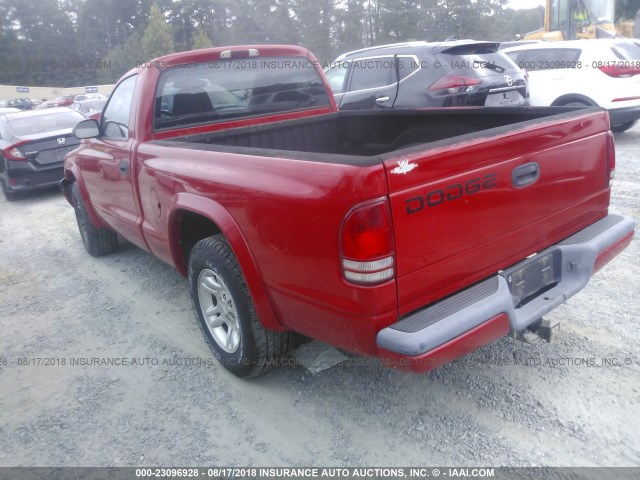 1B7FL36N82S530245 - 2002 DODGE DAKOTA SPORT/RT RED photo 3