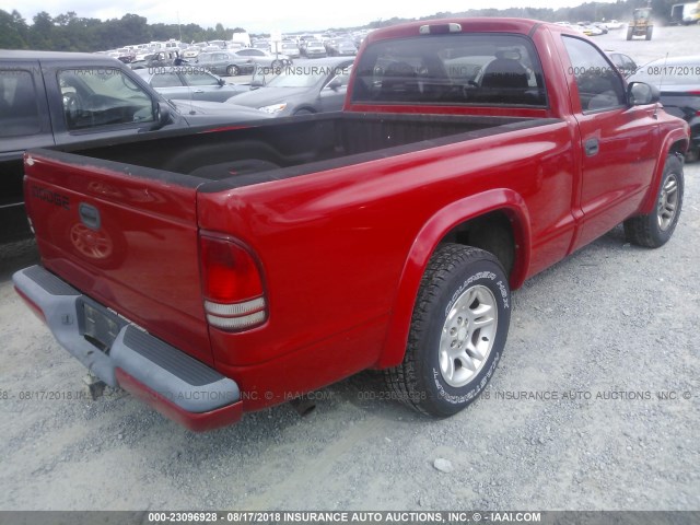 1B7FL36N82S530245 - 2002 DODGE DAKOTA SPORT/RT RED photo 4