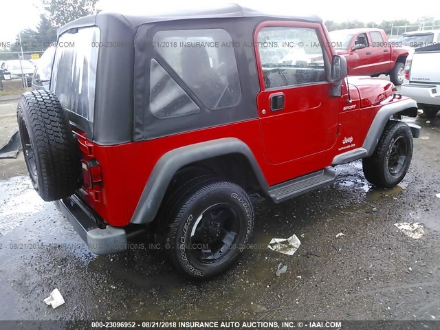 1J4FA49S33P349999 - 2003 JEEP WRANGLER / TJ SPORT RED photo 4