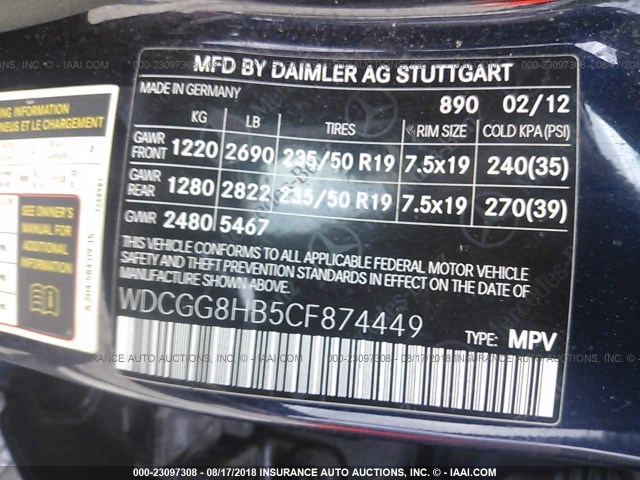 WDCGG8HB5CF874449 - 2012 MERCEDES-BENZ GLK 350 4MATIC BLUE photo 9