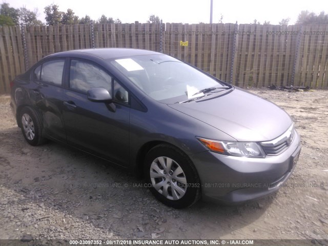 2HGFB2F52CH570358 - 2012 HONDA CIVIC LX GRAY photo 1