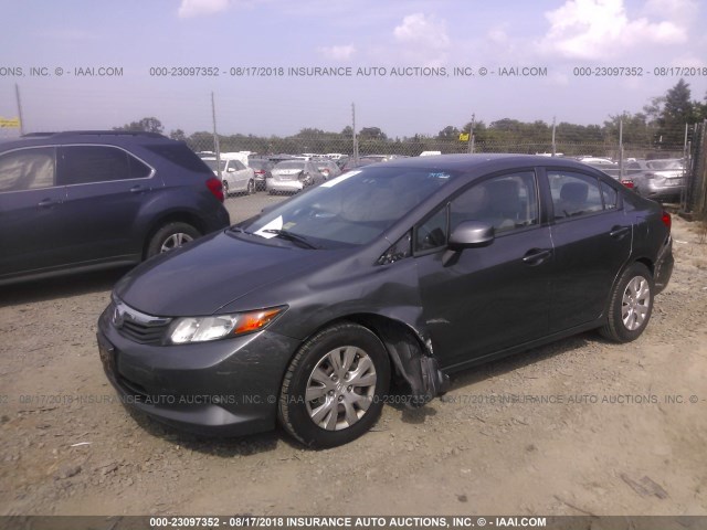 2HGFB2F52CH570358 - 2012 HONDA CIVIC LX GRAY photo 2