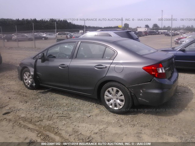2HGFB2F52CH570358 - 2012 HONDA CIVIC LX GRAY photo 3