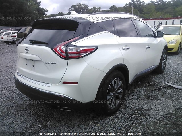 5N1AZ2MH6HN201918 - 2017 NISSAN MURANO S/SL/SV/PLATINUM WHITE photo 4