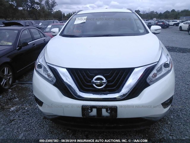 5N1AZ2MH6HN201918 - 2017 NISSAN MURANO S/SL/SV/PLATINUM WHITE photo 6