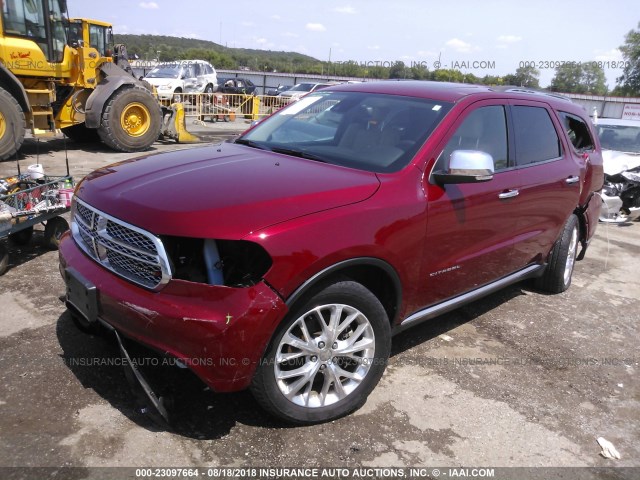 1C4SDJET8FC850620 - 2015 DODGE DURANGO CITADEL RED photo 2