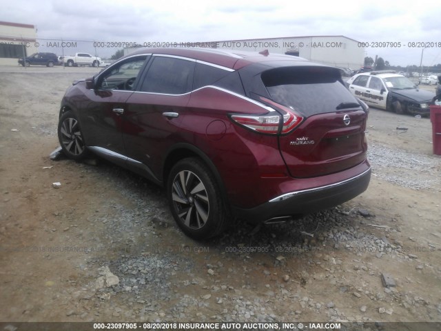 5N1AZ2MH3FN260583 - 2015 NISSAN MURANO S/SL/SV/PLATINUM RED photo 3