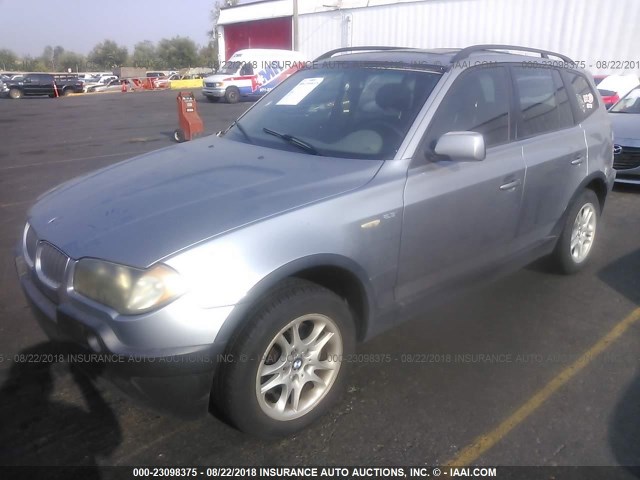 WBXPA73434WC37562 - 2004 BMW X3 2.5I SILVER photo 2