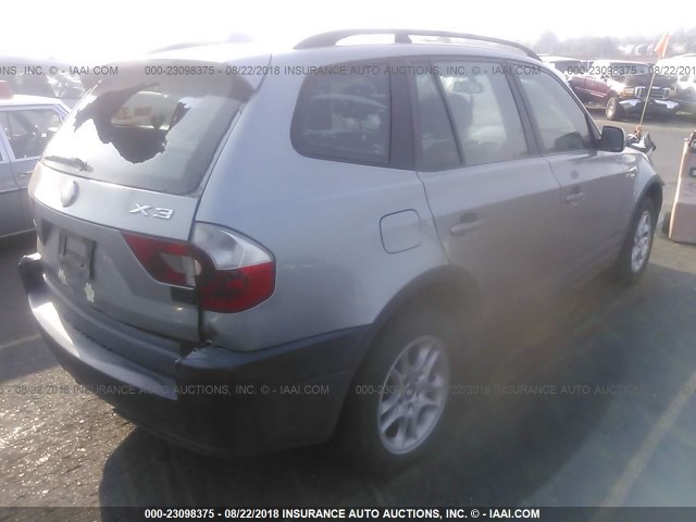 WBXPA73434WC37562 - 2004 BMW X3 2.5I SILVER photo 4