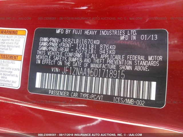 JF1ZNAA15D1718915 - 2013 TOYOTA SCION FR-S RED photo 9