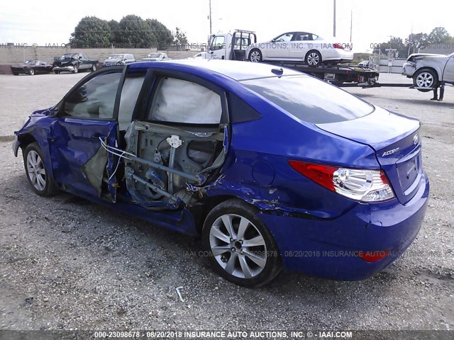 KMHCU4AE6DU312398 - 2013 HYUNDAI ACCENT GLS/SE BLUE photo 3