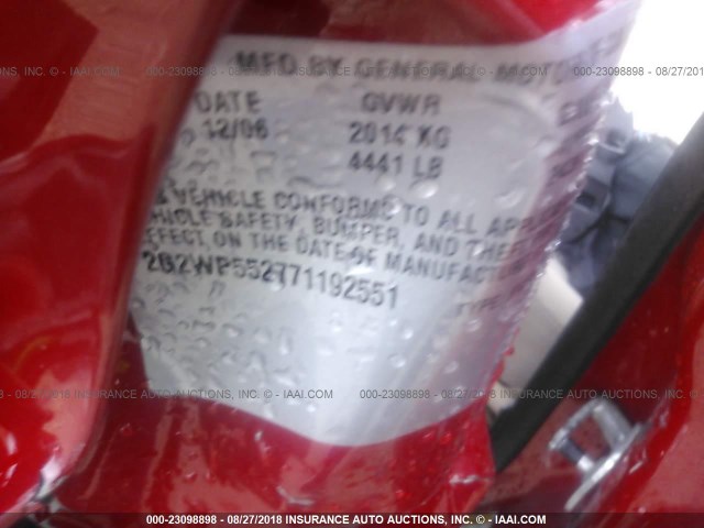 2G2WP552771192551 - 2007 PONTIAC GRAND PRIX წითელი ფოტო 9