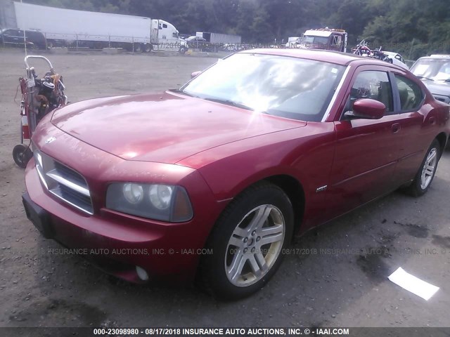 2B3KA53H16H235176 - 2006 DODGE CHARGER R/T RED photo 2
