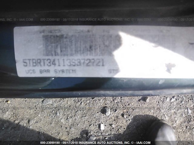 5TBRT34113S372721 - 2003 TOYOTA TUNDRA ACCESS CAB SR5 GREEN photo 9