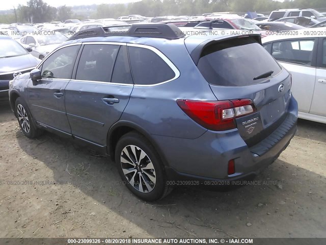 4S4BSENC3H3339795 - 2017 SUBARU OUTBACK 3.6R LIMITED BLUE photo 3