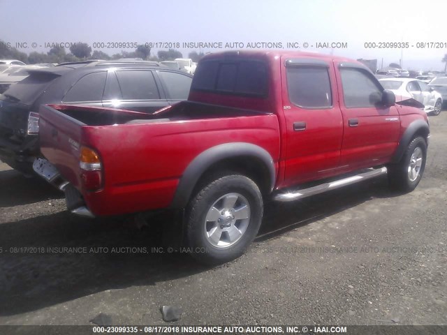 5TEGM92N64Z449317 - 2004 TOYOTA TACOMA DOUBLE CAB PRERUNNER RED photo 4