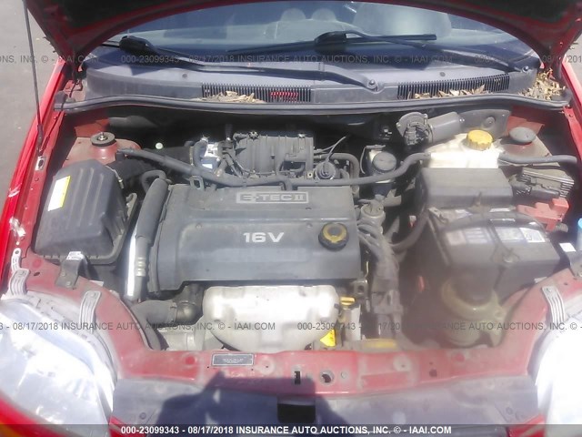 KL1TD66657B695081 - 2007 CHEVROLET AVEO LS RED photo 10