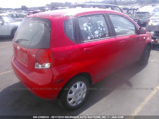 KL1TD66657B695081 - 2007 CHEVROLET AVEO LS RED photo 4