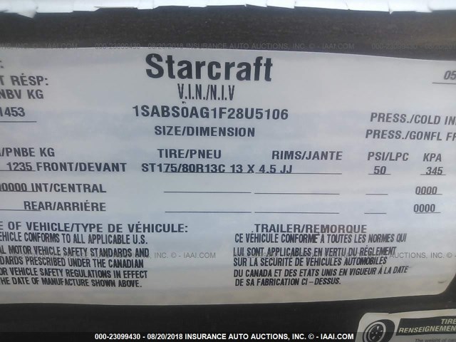 1SABS0AG1F28U5106 - 2015 STARCRAFT AR-ONE TRAVEL TRAILERS  Unknown photo 9