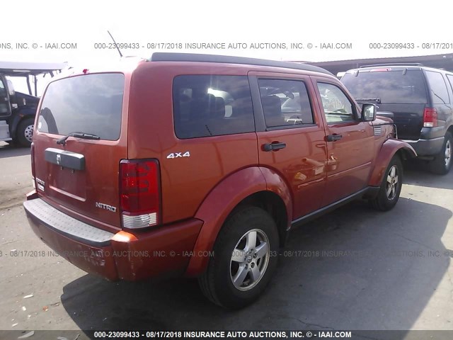 1D8GU28K69W513656 - 2009 DODGE NITRO SE ORANGE photo 4