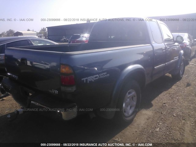 5TBRT34194S444802 - 2004 TOYOTA TUNDRA ACCESS CAB SR5 BLUE photo 4