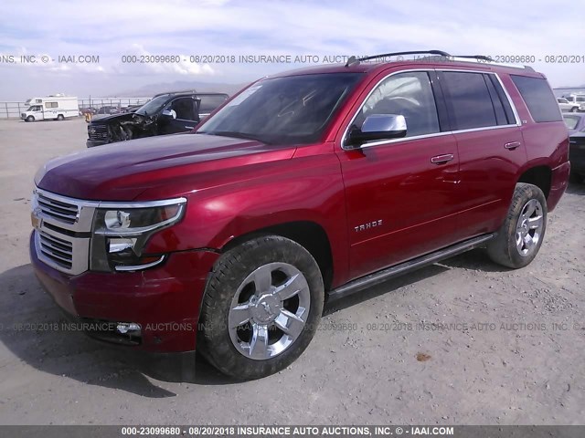 1GNSCCKCXFR188370 - 2015 CHEVROLET TAHOE C1500 LTZ RED photo 2