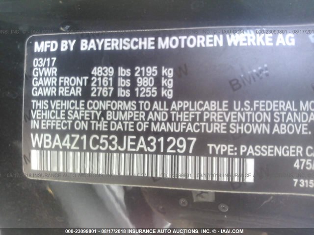 WBA4Z1C53JEA31297 - 2018 BMW 430I BLACK photo 9