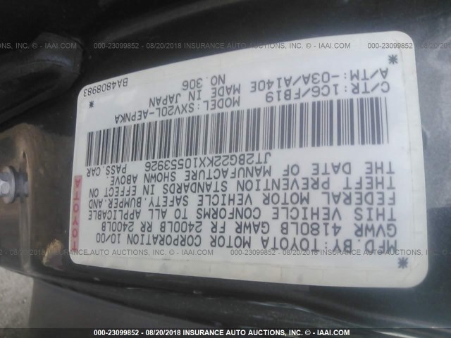 JT2BG22KX10553926 - 2001 TOYOTA CAMRY CE/LE/XLE 灰色 照片 9