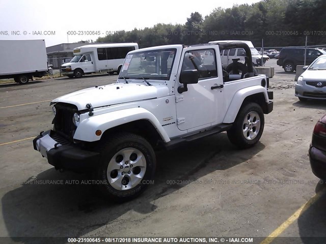 1C4AJWBG5EL268336 - 2014 JEEP WRANGLER SAHARA WHITE photo 2