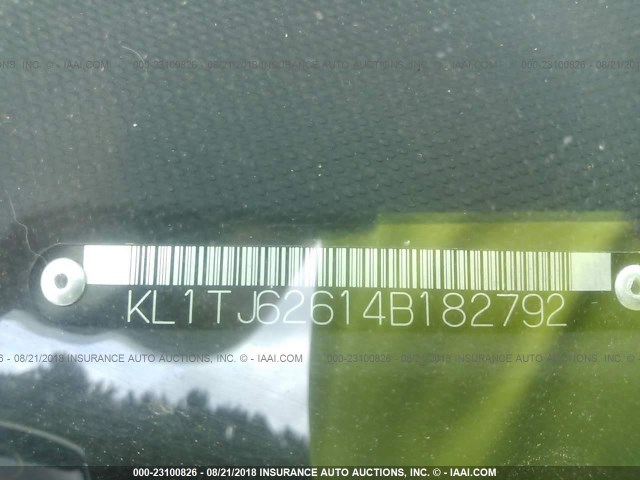 KL1TJ62614B182792 - 2004 CHEVROLET AVEO LS BLACK photo 9