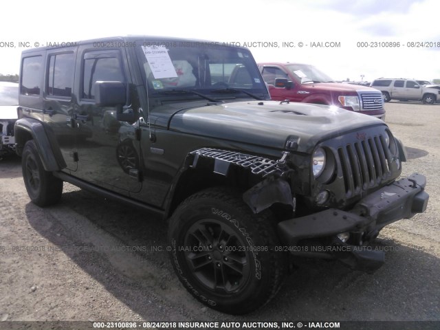 1C4BJWEG1GL289333 - 2016 JEEP WRANGLER UNLIMITE SAHARA GREEN photo 1