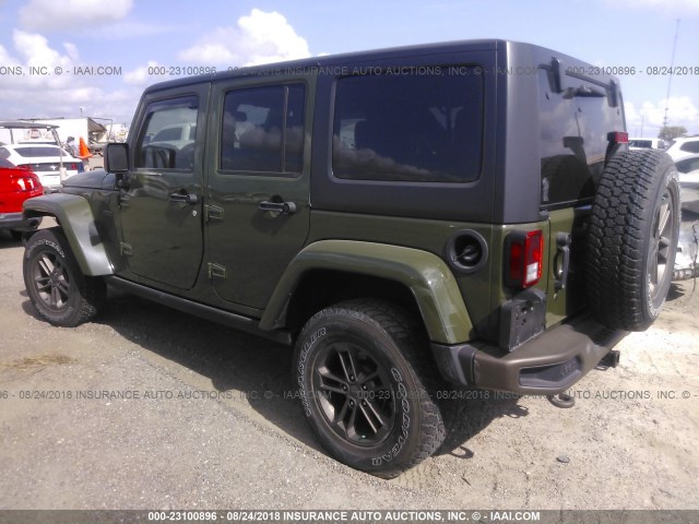 1C4BJWEG1GL289333 - 2016 JEEP WRANGLER UNLIMITE SAHARA GREEN photo 3