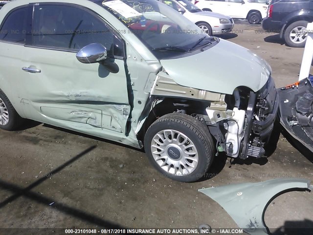 3C3CFFCR0CT203393 - 2012 FIAT 500 LOUNGE GREEN photo 6