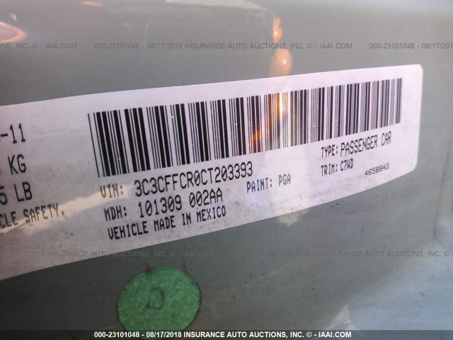 3C3CFFCR0CT203393 - 2012 FIAT 500 LOUNGE GREEN photo 9