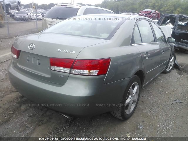 5NPEU46F87H217127 - 2007 HYUNDAI SONATA SE/LIMITED GREEN photo 4