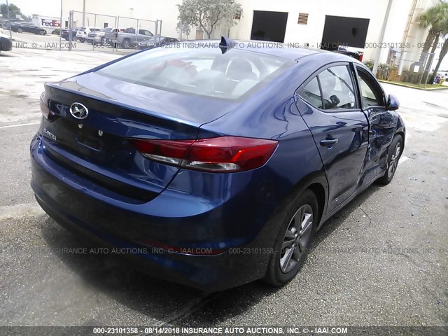 5NPD84LF1JH257724 - 2018 HYUNDAI ELANTRA SEL/VALUE/LIMITED BLUE photo 4