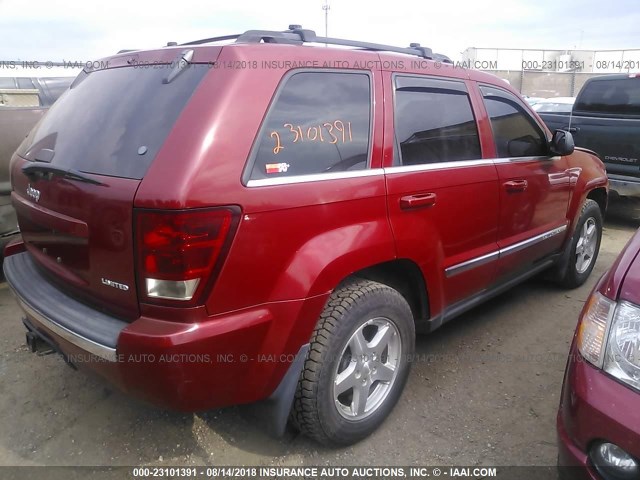 1J4HR58N15C611936 - 2005 JEEP GRAND CHEROKEE LIMITED RED photo 4