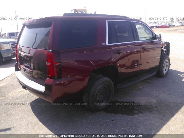 1GNSCAKC4GR351293 - 2016 CHEVROLET TAHOE C1500  LS BURGUNDY photo 4