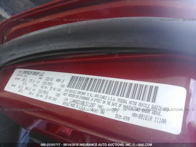 1J4AA2D10BL511297 - 2011 JEEP WRANGLER SPORT 红色 照片 9