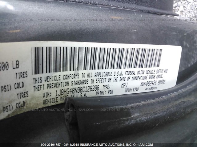 1J8HG48N98C128388 - 2008 JEEP COMMANDER SPORT ნაცრისფერი ფოტო 9