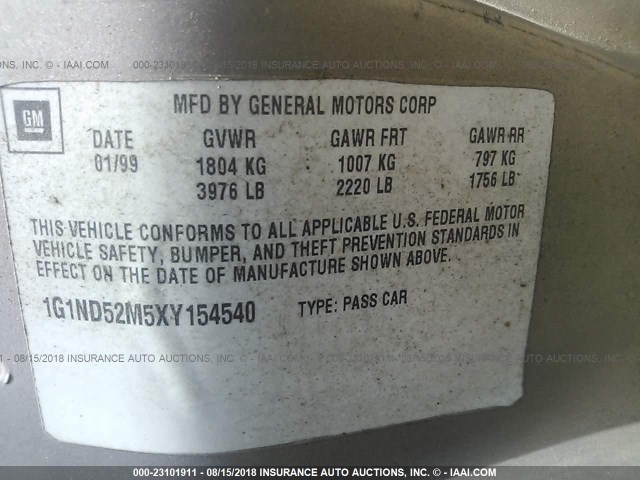 1G1NE52J2Y6136299 - 2000 CHEVROLET MALIBU LS 棕色 照片 9