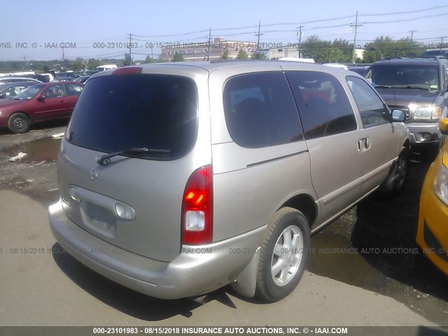 4N2ZN15T02D811789 - 2002 NISSAN QUEST GXE BEIGE photo 4